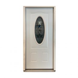 Blade - Fiberglass Exterior Door - 3 Qtr Oval - Zinc - Left Hand inswing:  Home Surplus